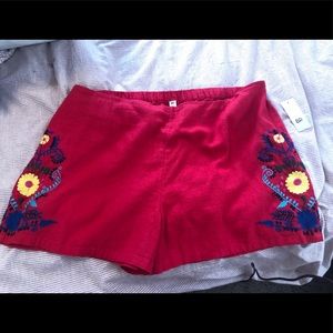 Super cute red shorts with flowers
